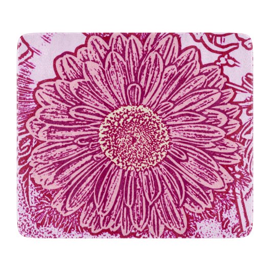 Gerbera Daisy Block Print - roze tinten Snijplank (Voorkant)