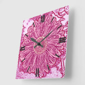 Gerbera Daisy Block Print - roze tinten Vierkante Klok (Hoek)