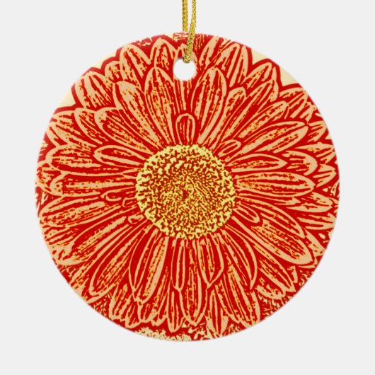 Gerbera Daisy Block Print - saffraan oranje Keramisch Ornament (Voorkant)