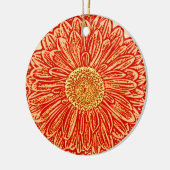 Gerbera Daisy Block Print - saffraan oranje Keramisch Ornament (Links)