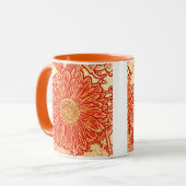 Gerbera Daisy Block Print - saffraan oranje Mok (Voorkant links)