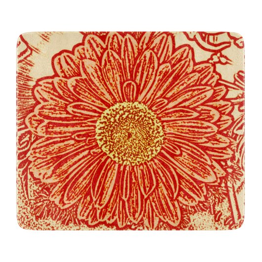 Gerbera Daisy Block Print - saffraan oranje Snijplank (Voorkant)