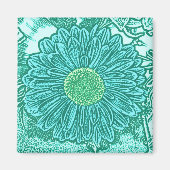 Gerbera Daisy Block Print - schaduwen van aqua Magneet (Voorkant)