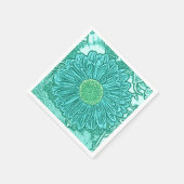Gerbera Daisy Block Print - schaduwen van aqua Servetten (Hoek)
