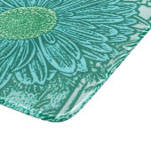 Gerbera Daisy Block Print - schaduwen van aqua Snijplank (Hoek)