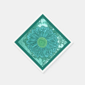 Gerbera Daisy Block Print, Turquoise en Aqua Servet (Hoek)