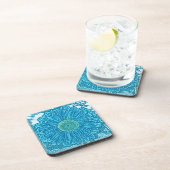 Gerbera Daisy Block Print - zee blauw Bier Onderzetter (Rechterzijde)