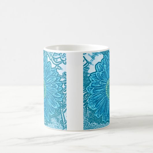 Gerbera Daisy Block Print - zee blauw Koffiemok (Center)