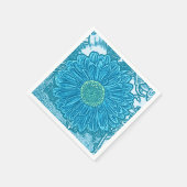 Gerbera Daisy Block Print - zee blauw Servetten (Hoek)