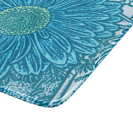 Gerbera Daisy Block Print - zee blauw Snijplank (Hoek)