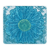 Gerbera Daisy Block Print - zee blauw Snijplank (Voorkant)