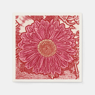 Gerbera Daisy Blokprint - rood en roze Servetten