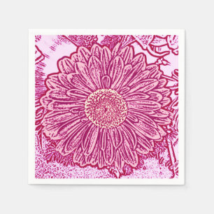 Gerbera Daisy Blokprint - tinten roze Servet