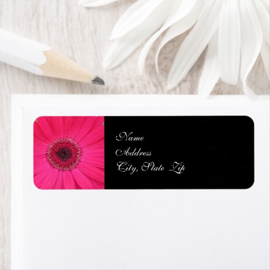 Gerbera Daisy Bruiloft Retouradres Label (Insitu)