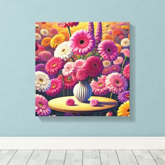 Gerbera Daisy Charm Canvas Afdruk (Insitu (Houten vloer))