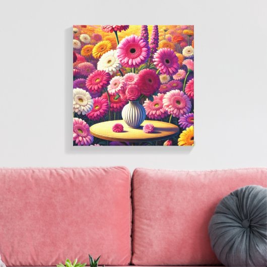 Gerbera Daisy Charm Canvas Afdruk (Insitu (Woonkamer))