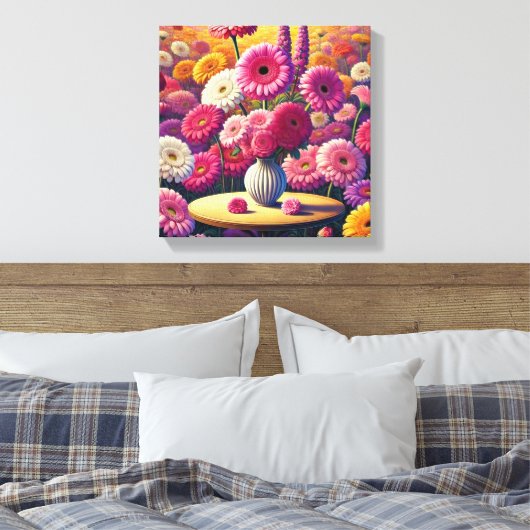 Gerbera Daisy Charm Canvas Afdruk (Insitu (Slaapkamer))
