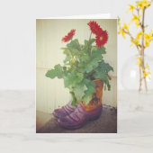 "Gerbera Daisy Cowboy Laarzen" Beterschap Kaart (Gele Bloem)
