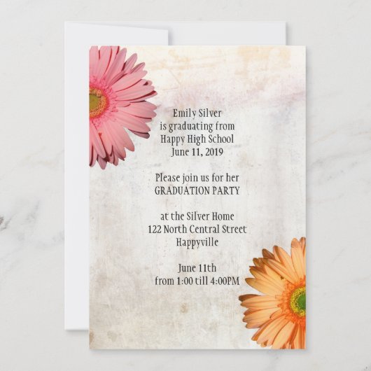 Gerbera Daisy Daughters Foto Afstuderen Kaart (Achterkant)