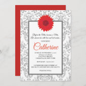 Gerbera Daisy Demask Grey Vrijgezellenfeest Kaart (Voorkant / Achterkant)