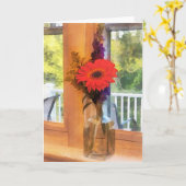 Gerbera Daisy door het Venster van de Keuken Kaart (Gele Bloem)