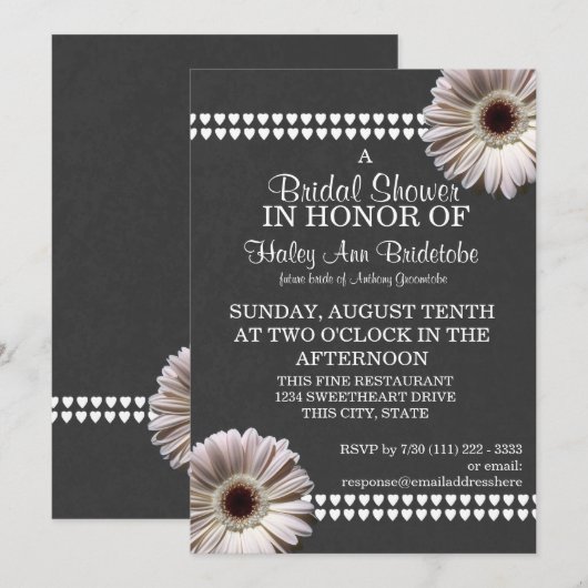 Gerbera Daisy en Slate Grey Vrijgezellenfeest Kaart (Voorkant / Achterkant)