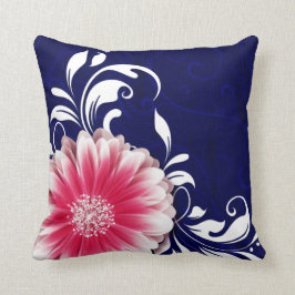 Gerbera Daisy Fancy Scroll | marine fuchsia Kussen
