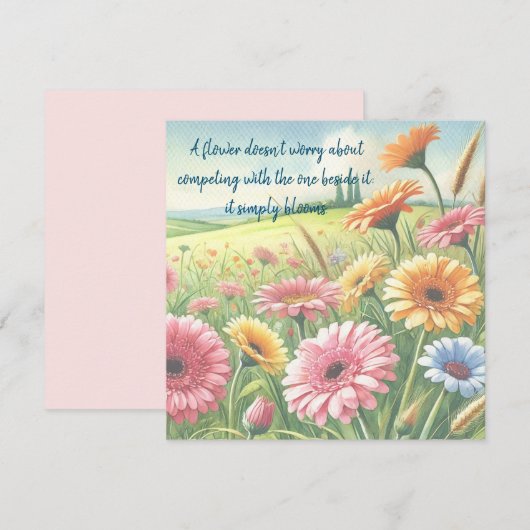 Gerbera Daisy Field & Quote Kaart (Voorkant / Achterkant)
