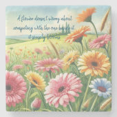 Gerbera Daisy Field & Quote Stenen Onderzetter (Voorkant)