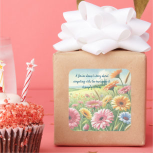 Gerbera Daisy Field & Quote Vierkante Sticker