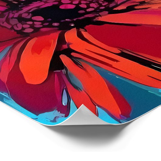 Gerbera Daisy Flower Abstracte Kunst Bloemen Kleur Poster (Hoek)