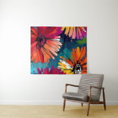 Gerbera Daisy Flower Abstracte Kunst Bloemen Kleur Wandkleed (In Situ (horizontaal))