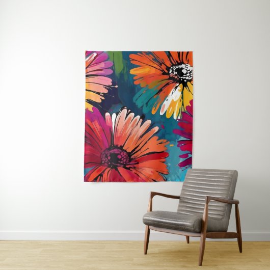 Gerbera Daisy Flower Abstracte Kunst Bloemen Kleur Wandkleed (In situ)