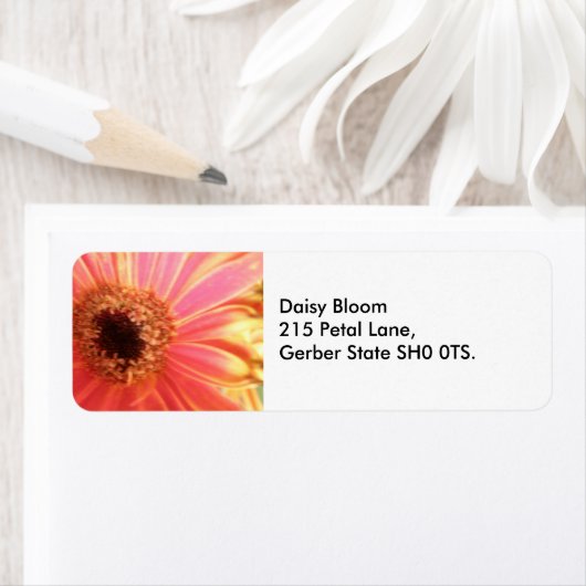 Gerbera Daisy Flower Adresetiketten Etiket (Insitu)