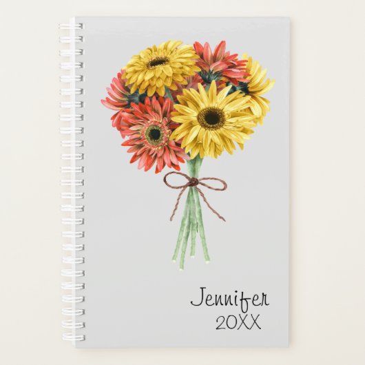 Gerbera Daisy Flower Gepersonaliseerde Aangepast Planner (Voorkant)