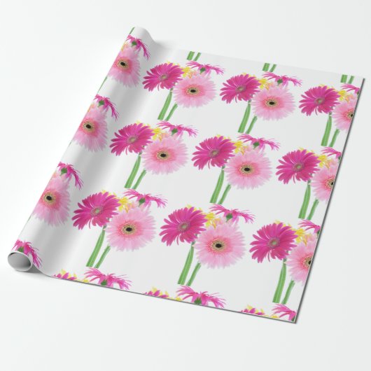 Gerbera Daisy Flowers Cadeaupapier (Uitgerold)