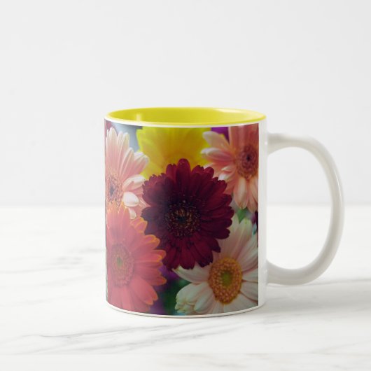 Gerbera Daisy Flowers Foto Art Coffee Mugs Tweekleurige Koffiemok (Rechts)