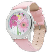 Gerbera Daisy Flowers Horloge (Gekanteld)