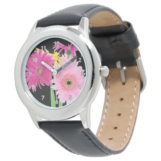 Gerbera Daisy Flowers Horloge (Gekanteld)