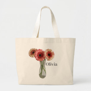  Gerbera Daisy Flowers in een vaas foto Grote Tote Bag