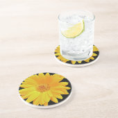 Gerbera Daisy (Gerbera hybrida) - Geel Zandsteen Onderzetter (Zijkant)