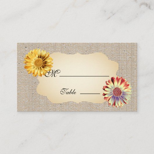 Gerbera Daisy Gold Place Card voor Gelegenheid Bru Plaatskaartje (Voorkant)