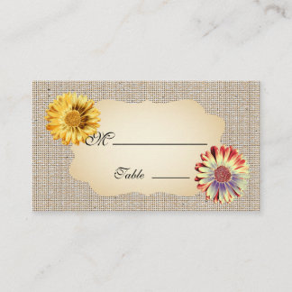 Gerbera Daisy Gold Place Card voor Gelegenheid Bru Plaatskaartje