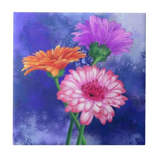 Gerbera Daisy Keramische Tegel Tegeltje (Voorkant)