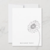 Gerbera Daisy Line Drawing Personalized Notecard Bedankkaart (Voorkant)