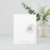 Gerbera Daisy Line Drawing Personalized Notecard Bedankkaart (Staand voorkant)