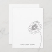 Gerbera Daisy Line Drawing Personalized Notecard Bedankkaart (Voorkant / Achterkant)