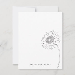 Gerbera Daisy Line Drawing Personalized Notecard Bedankkaart