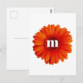 Gerbera Daisy Monogram Initiaal Briefkaart (Voorkant / Achterkant)