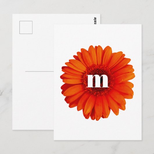 Gerbera Daisy Monogram Initiaal Briefkaart (Voorkant / Achterkant)